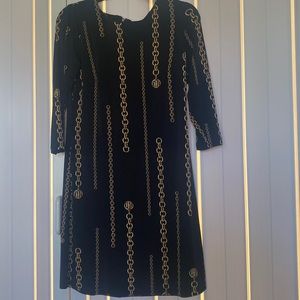 Tommy Hilfiger Black with Gold Chain Size 8 Dress